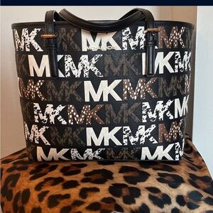 Michael Kors Black and Brown Logo Tote